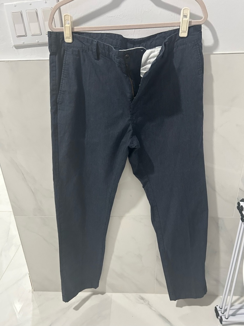 Brooks Brothers Navy and White Cotton Trousers